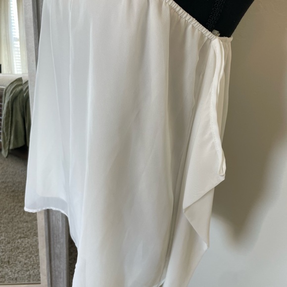 Rachel Kate- White sheer strapless blouse with long sleeves attached. large. - Picture 4 of 5